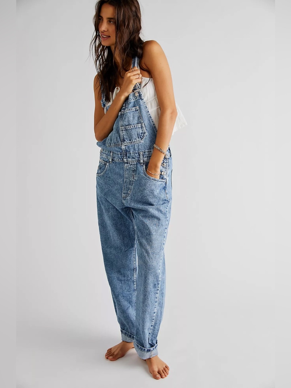 Free people We The Free Ziggy Denim Overalls in powder blue size XS